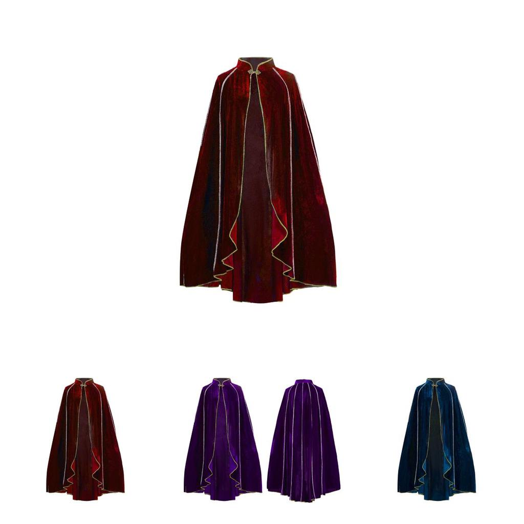 Mantello da costume di Halloween con finiture dorate per cosplay e giochi di ruolo fantasy