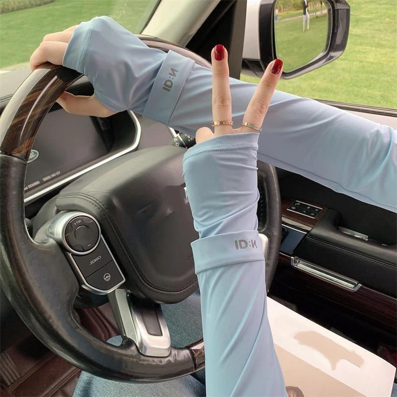 1 Pair Unisex Cooling Ice Sleeves Quick Dry Uv Protection Summer Outdoor Driving Cycling Arm Gloves