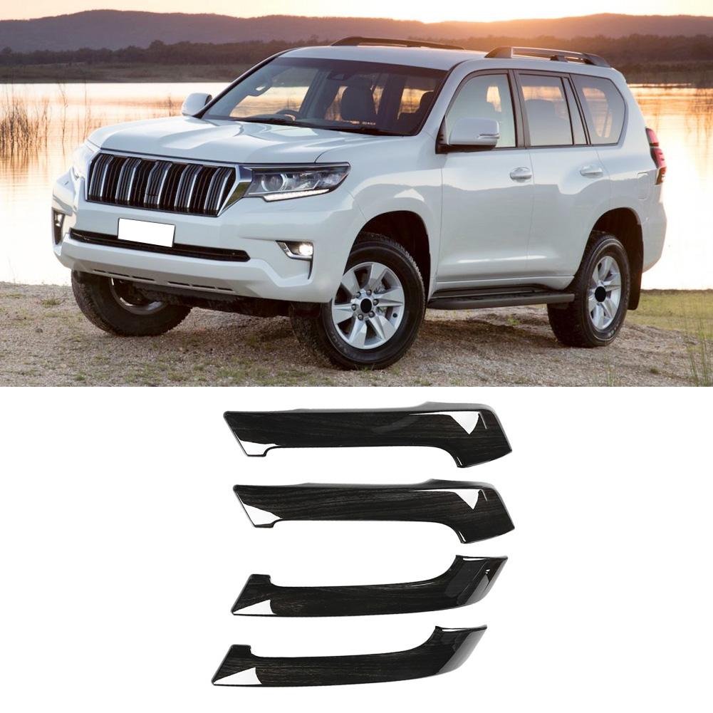 4ks Černý Dekor Dřeva Kryt Obložení Vnitřní Kliky Dveří pro Toyota Prado 20102018
