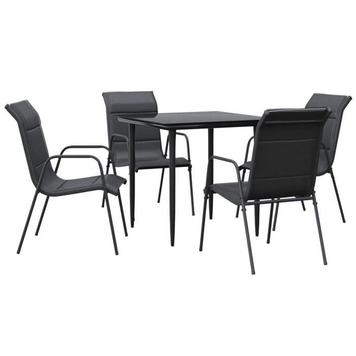 VidaXL Garden Dining Set 5 Pcs Black Textilene and Steel 3200703