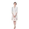 Spring/Summer White Double-Breasted Midi Dress with Suit Collar and Formal Workwear Elegance