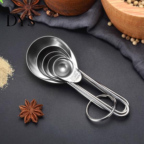 Kitchen 5Pcs/Set Measuring Spoon Anti-rust Solid Stainless & Home Steel Spoons for