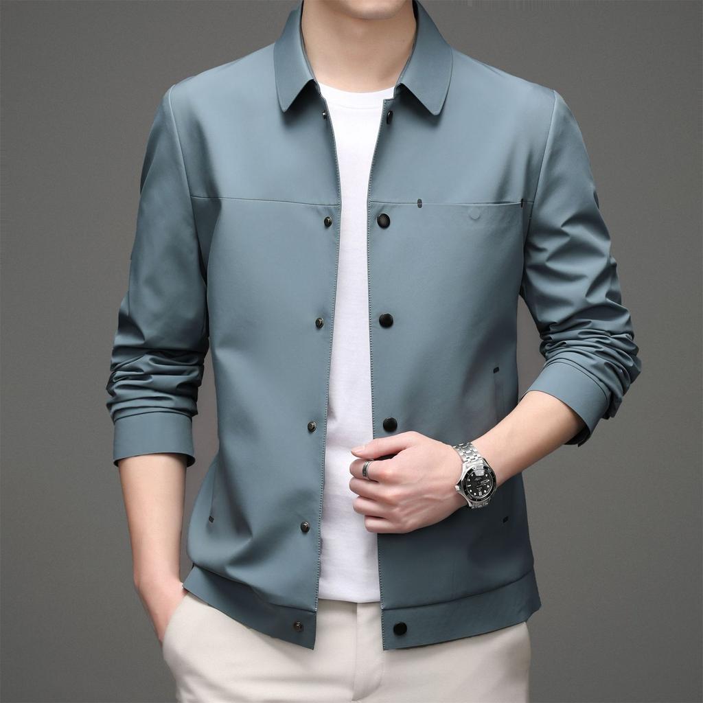 Autumn New Men's Jacket Korean Version of Casual Fashion Trend Lapel Top Middle-aged Thin Coat Men