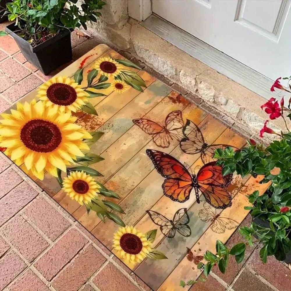 Welcome Sunflower Doormat, Gigi Papa's House Print Rug for Grandparents Home Decor, Durable Stylish