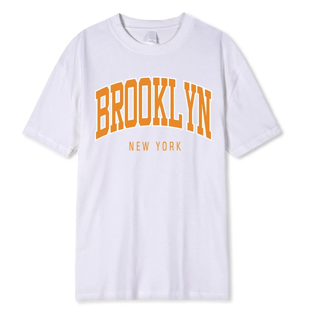 Brooklyn New York Hip Hop Funny Printing Male Tshirt Summer Loose 100% Cotton T Shirt Breathable Shoulder Drop Tee Clothes Man
