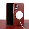 For Magsafe Case for Samsung Galaxy S25FE S26 S24 S23 S22 S21 S20FE Business Genuine Leather Back Cover Magnetic Phone Cases