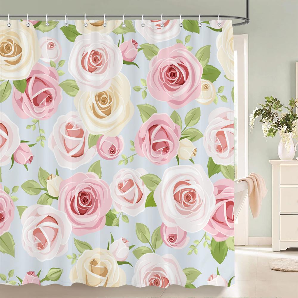 3D Flower Sunflower Plant Leaf Printed Shower Curtains Bathroom Curtain Frabic Waterproof Polyester Bathtub Screen With 12 Hooks