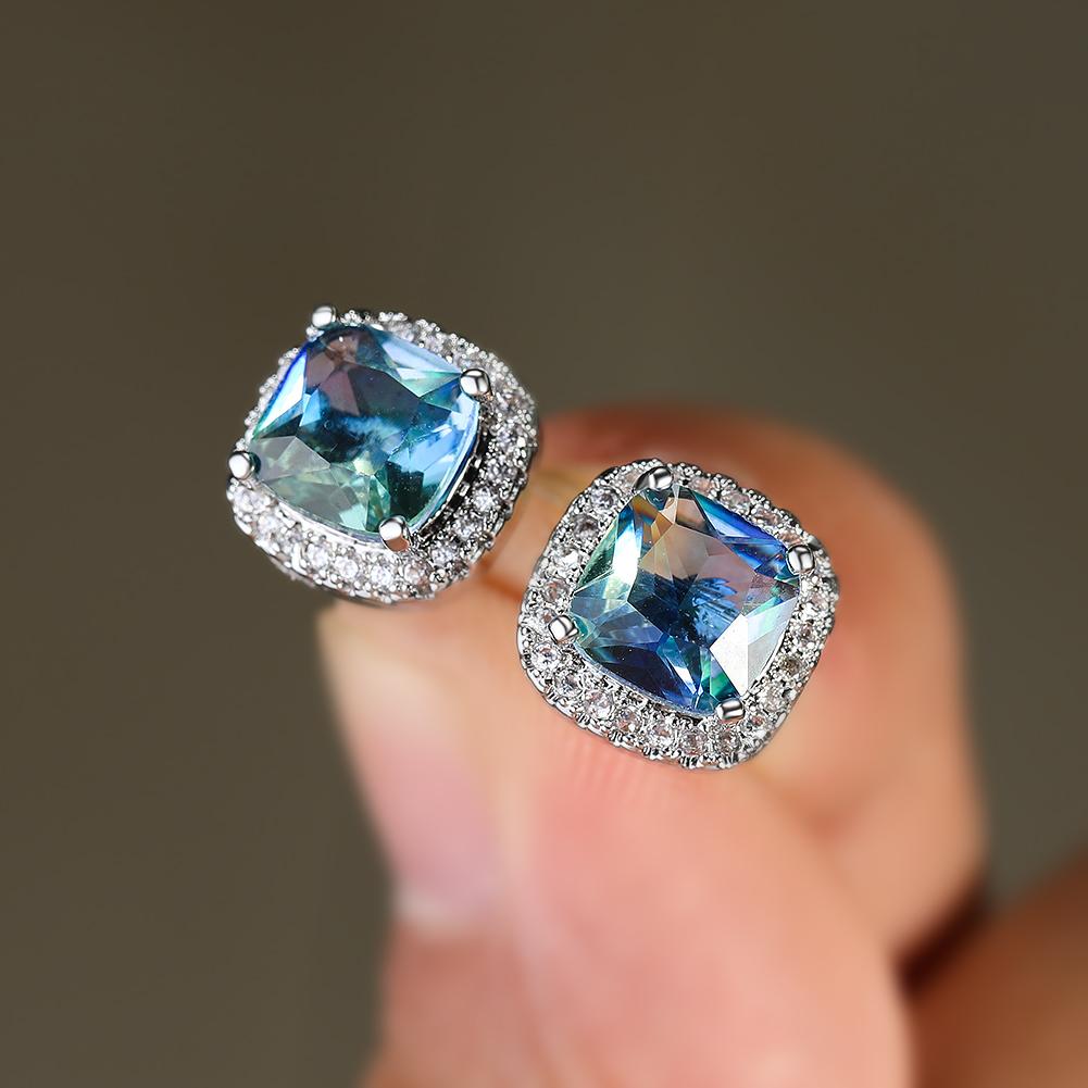 1 pereche de cercei tip prințesă de lux tăiat prințesă de culoare aur roz șampanie piatră cercei cu șuruburi cercei cu patru gheare bijuterii