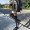 Japanese Women Elastic Over Knee Socks Student Slouch Top Rib Knit Long Stocking