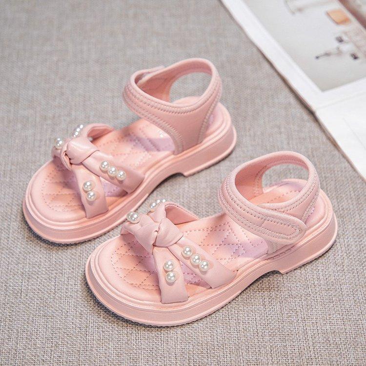 Wow, custom non-slip beach shoes, little girl sandals, women's pearl children's shoes, girl foreign style, little princess shoes, children's shoes