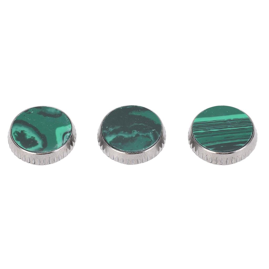 3 Pcs Trumpet Valve Cap Embedded Green Standard Metal Finger Button Trumpet Valve Replacement Parts