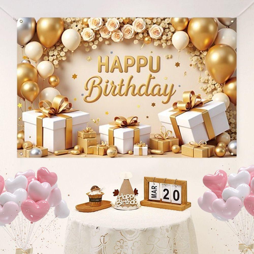Polyester Banner Poster Golden Photography Backdrops Birthday Party Background  Holiday Party