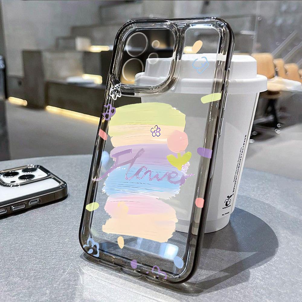 Japan and Korea Cute Graffiti for iPhone17 Space Phone Case Apple 16promax Transparent 15/14 Fine Hole