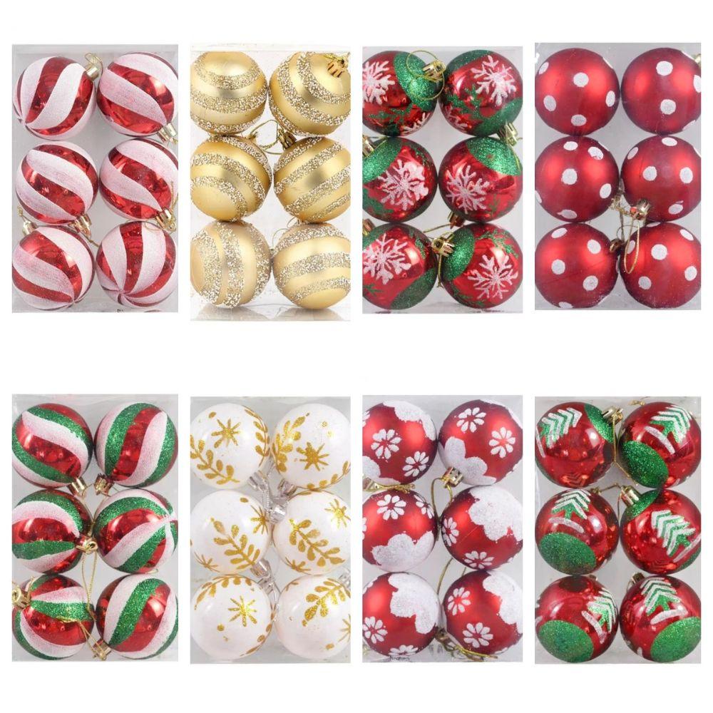 6Pcs/Set Colorful Glitter Painted Christmas Balls Plastic Xmas Hanging Ball Festival Party Decor