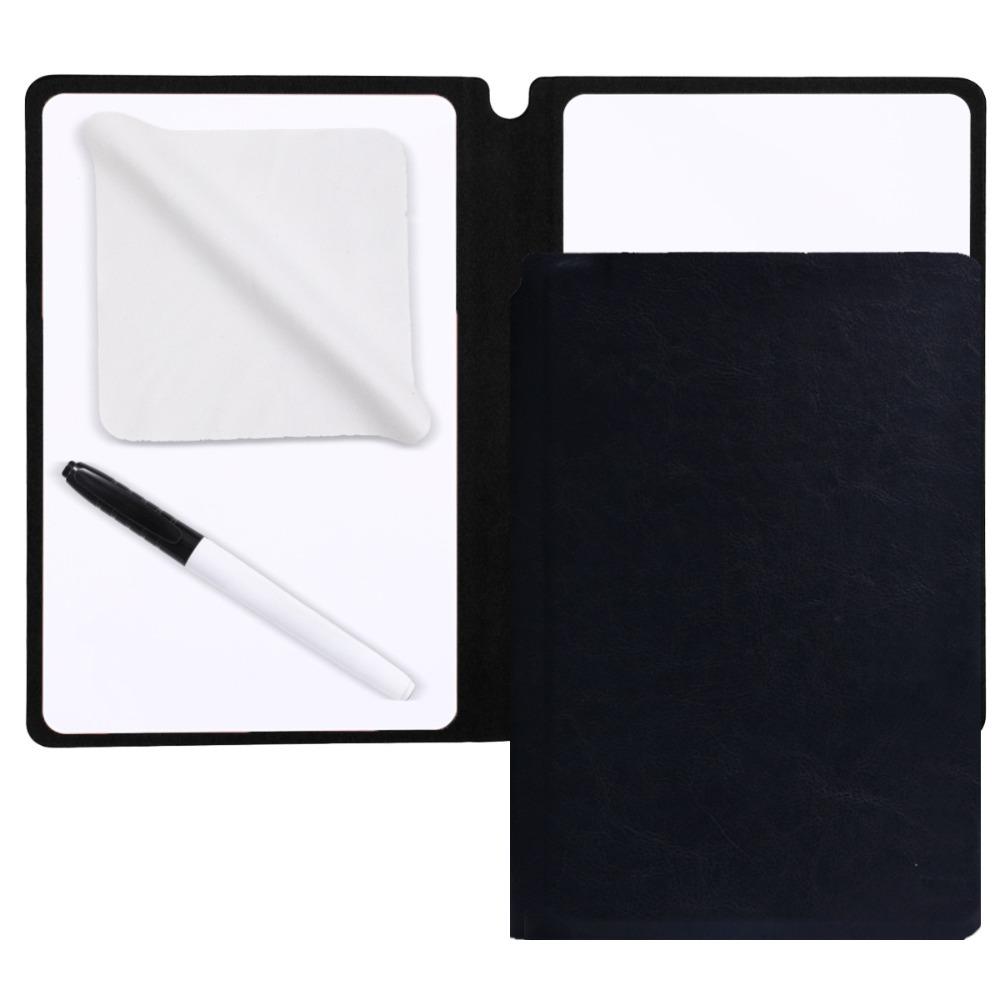 High Quality A5 Whiteboard Notebook Leather Reusable Erasable Memo Pad with Whiteboard Pen/Erasing Cloth Writing Board Students