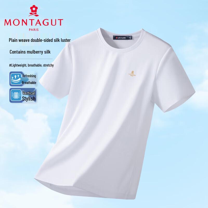 MONTAGUT Men's Silk Blend Crew Neck T-Shirt