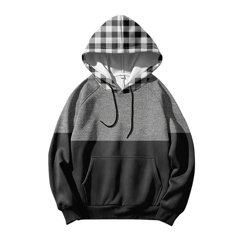Męska bluza z kapturem na co dzień z kieszenią i ściągaczem Luźny krój Bluza z nadrukiem