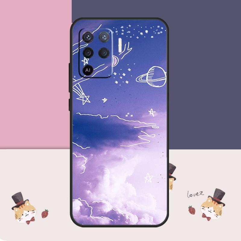 Étui Esthétique Violet Pour Oppo A38 A58 A78 A98 A54 A74 A94 A18 A57 A17 A77 A80 A60 A40 A96 A76 A16 A15 A5 Pro
