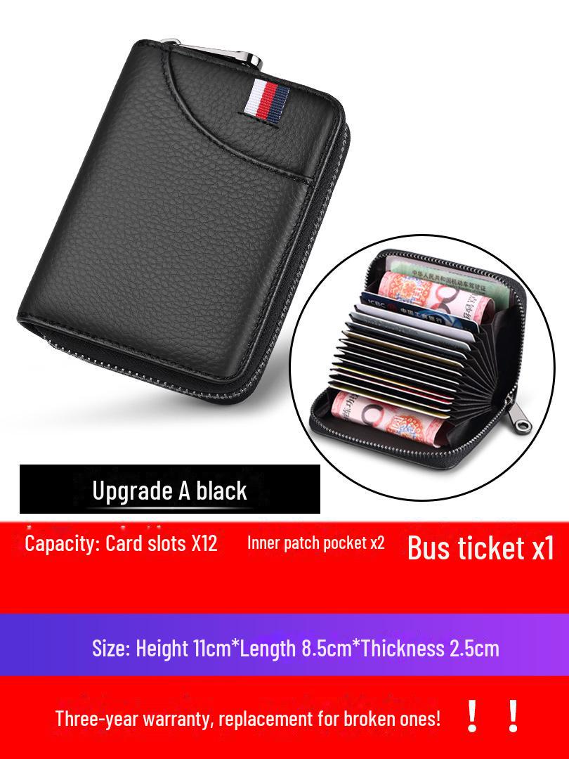 

Держатель для RFID-карт из натуральной кожи с защитой от кражи и застежкой-молнией для мужчин и женщин