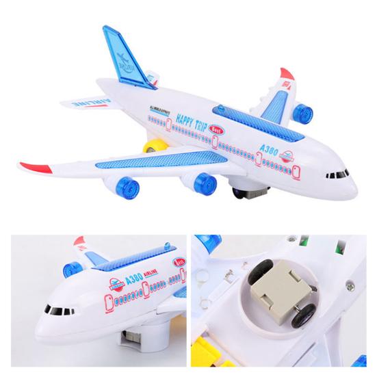 Aircraft Toy Hand-on Ability Energy-saving Kids Toy 360 Rotation Electric A380 Airplane Moving Flashing Lights Model Toy for Kids