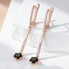 Luxuriöse Schwarze Natürliche Zirkon Lange Hängeohrringe Für Damen Mode Roségoldene Farbe Schlichter Täglicher Feinschmuck