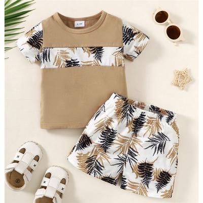Boys' Daily Clothing Set with Printed Patterns, Summer Casual Wear 2-piece Set