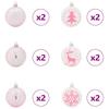 Christmas Ornament Set 40 Pcs White and Pink Plastic