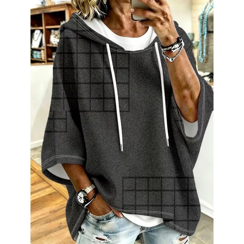 Damen lässiger Kapuzenpullover mit mittlerer Ärmellänge