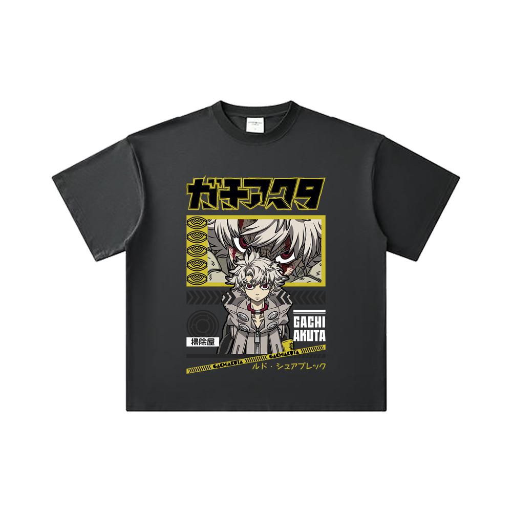 260 GSM Double Yarn 32 Count 100% Cotton Gachiakuta V10 Rudo Print Unisex Heavy Cotton T Shirt