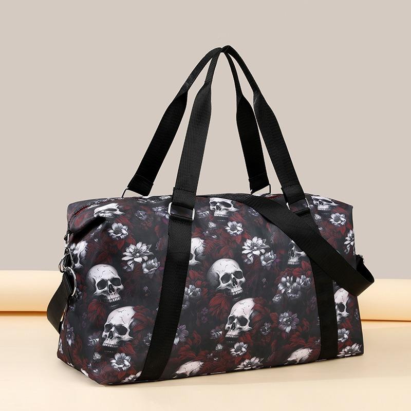 Skull Printed Large Capacity Luggage Tote - Short Trip Multifunctional Shoulder Crossbody Storage Bag