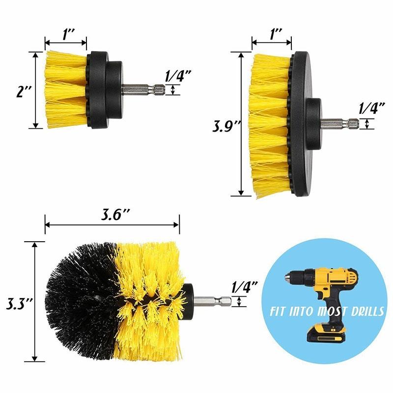 Premium 360 Grad Turbo Power Scrub Badezimmer Bodenfliesen Reinigungsbürsten-Set für Bohrer-Set