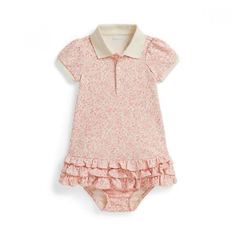 Polo Ralph Lauren Baby Girls Cotton Polo Dress And Bloomer Strawberry 12M