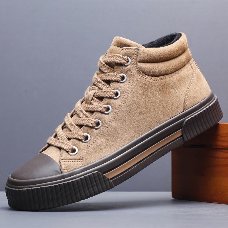 

Fashion Autumn Men Casual Shoes Suede Leather Warm Shoes Male Lace-up Flats Sneakers Platform British Business Party Dress Boots SS24918 38 хаки
