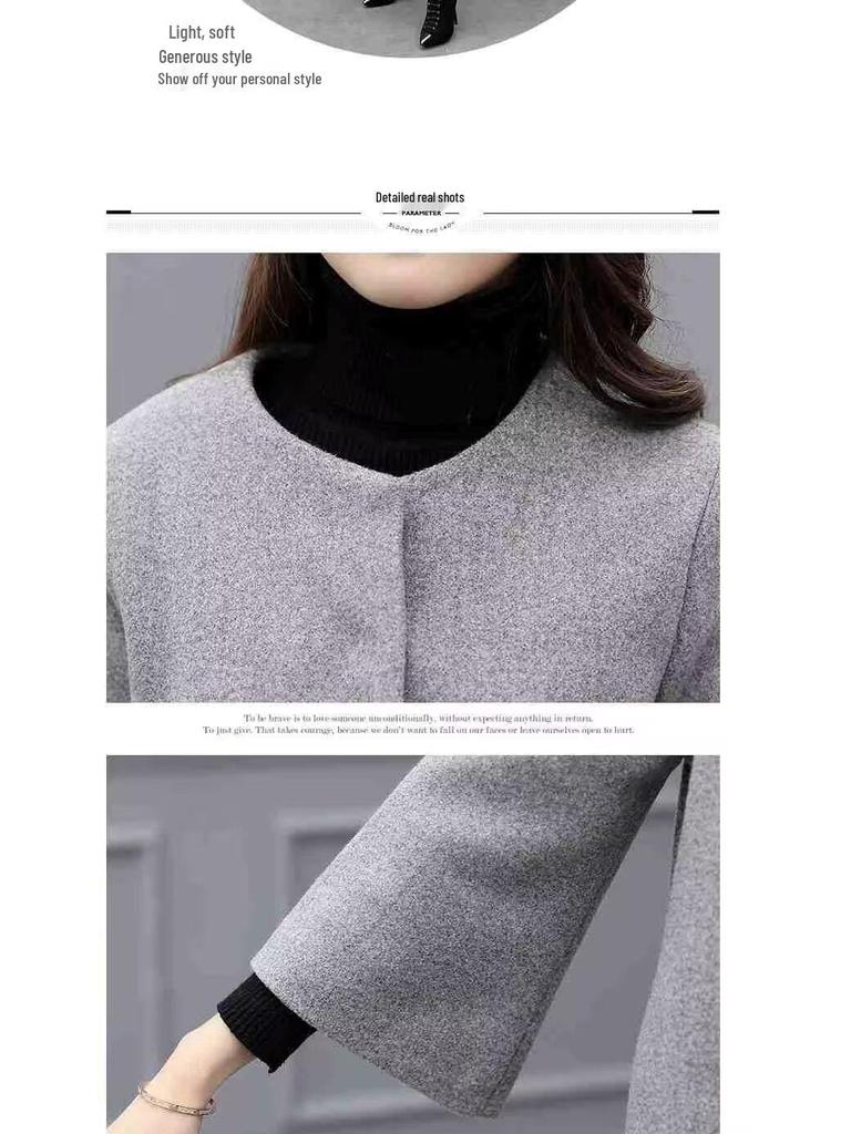 2025 Women's Plus Size Woolen Two-Piece Suit: Short Coat & Wide Leg Pants for Autumn/Winter Fashion.