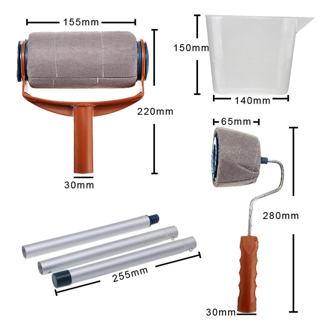 Buy 6Piece Paint Roller Brush Handle Pro Flocked Edger Room Wall