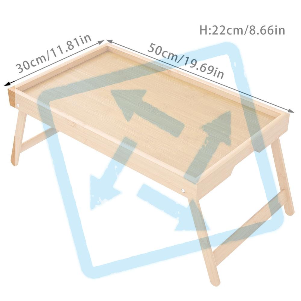 Tragbares multifunktionales Bambus-Serviertablett mit klappbaren Beinen Frühstück im Bett Tablett für Sofa Servieren Essen Arbeiten Lesen