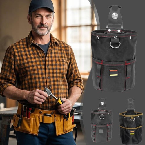 Prudencrose Spring-Loaded Nail Pouch with Quick Opening and Closing! 2-Tier Tool Pouch with Detachable Holder, Ideal for Organizing Small Items, Compa