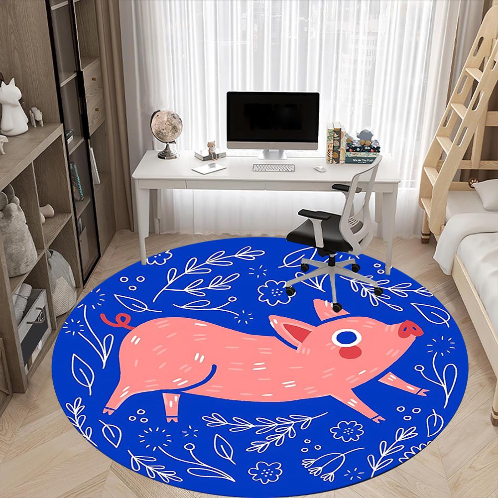 1pc Piggy Pattern Chair Carpet for Office Non Slip, Lightweight, Machine Washable Rug for Office Holiday Decor