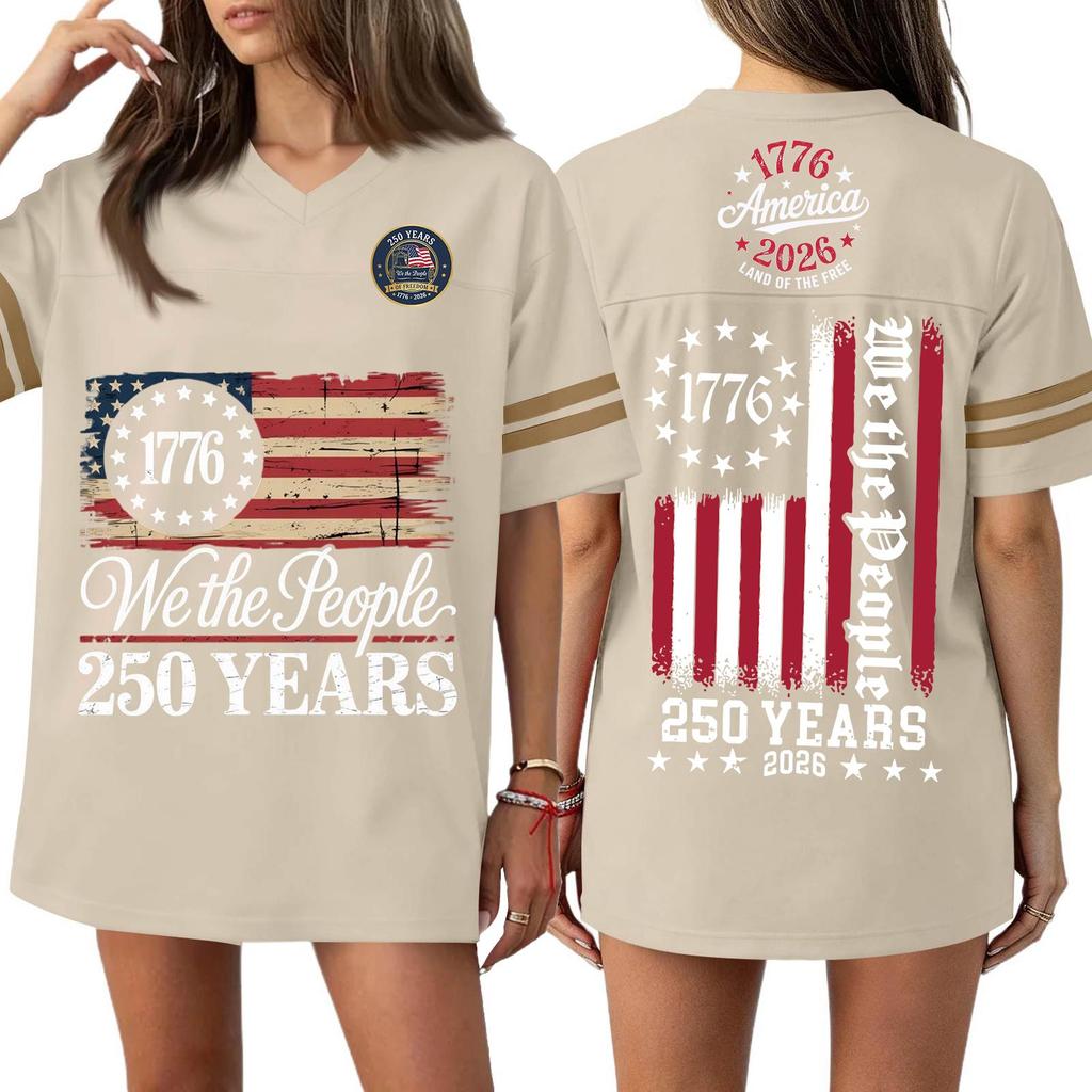 Women's Casual Fashion V-Neck Sports Independence Day Print Short Sleeve Sports T-Shirt Top