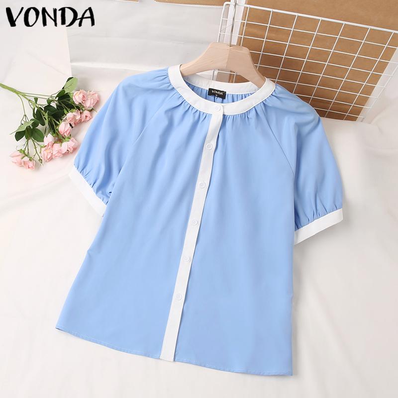 

VONDA Летние женские пышные цветные топы с короткими рукавами