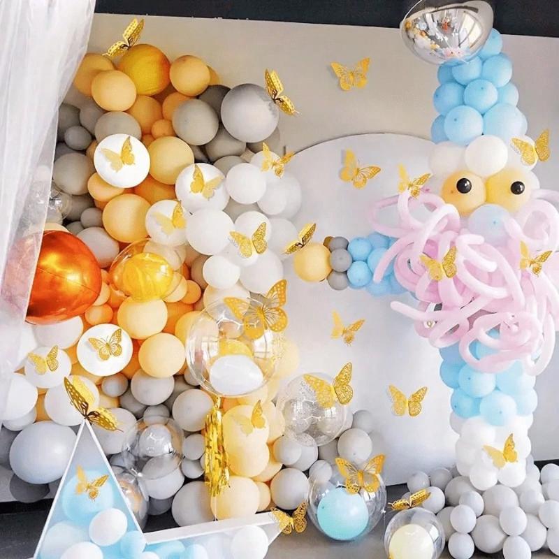 12Pcs/Set 3D Hollow Butterfly Wall Sticker Cake Decor Toppers Wedding Decor Living Room Home Decor Butterflies Stickers Gender Reveal Party Decor