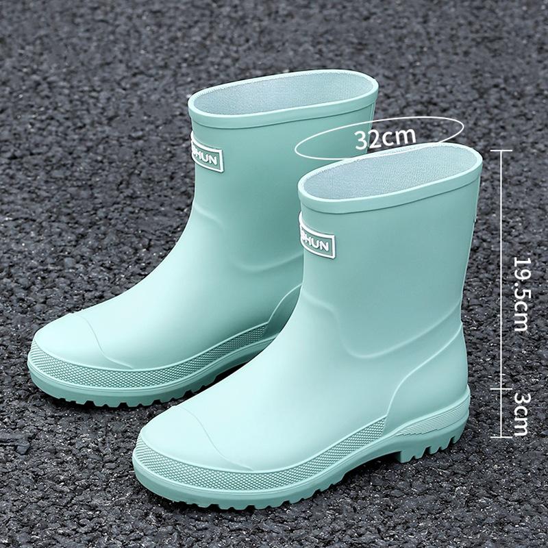 

Модная женская дождевая обувь, новая короткая трубка, уличная обувь для воды, нескользящая, на толстой подошве, кухонные рабочие резиновые сапоги 41 зелёный