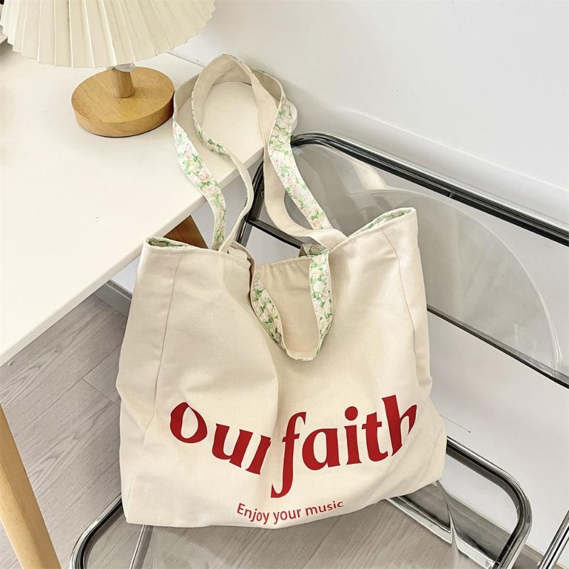 31 Spring and Summer New Printed Floral Double-sided Canvas Bag Large-capacity Commuter Bag Shoulder Handbag
