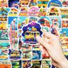 50 Cute Multicolor Floats Bus Cartoon Transportation Series Waterproof Decorative Stickers Children'S Enlightenment Education