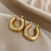 Chunky Chubby Stainless Steel Earrings for Women Simple Fashion Punk Gold Plated U-Shaped Hoop Earrings Waterproof Jewelry