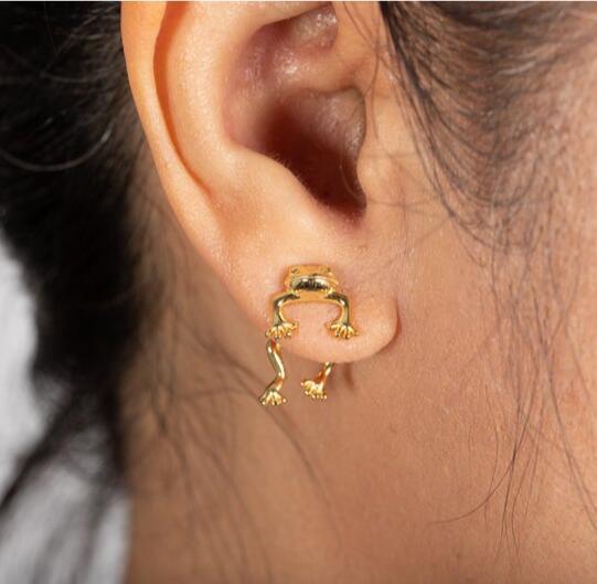 Fashion Punk Green Frog Ear Cuff Non-Piercing Ear Clip Earrings for Women Men Fake Cartilage Earring Ear Cuff 2026 Trend Jewelry
