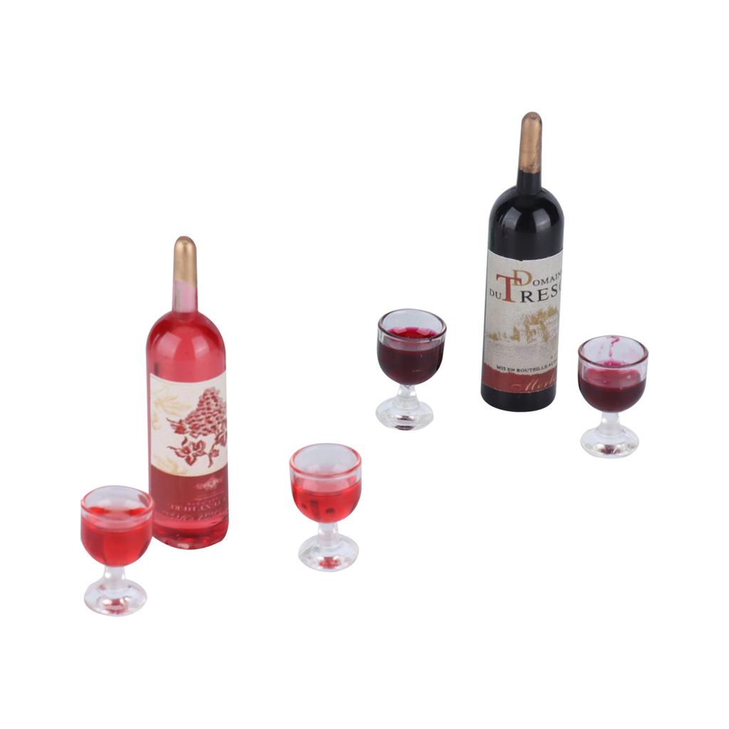 Miniature Dollhouse Wine Bottle Set Dollhouse Decoration Pretend Play Funny Mini Toy Set for Party Kitchen Game