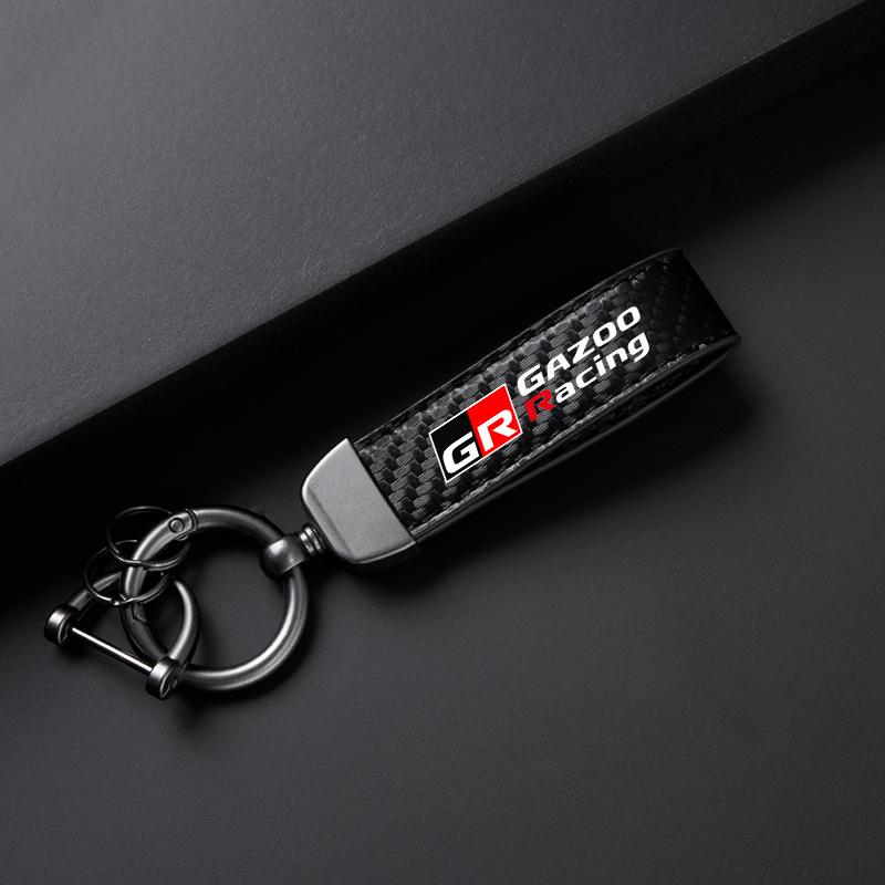 

For Toyota GR Sport Gazoo Racing Supra Yaris 86 Corolla RAV4 Avensis Prado Prius Auto Leather Car Keychain Key Rings Accessories
