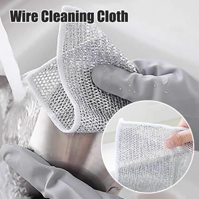 Silver Cleaning Cloth Magic Dish Towel Reusable Non Stick Oil Dishcloth Pot