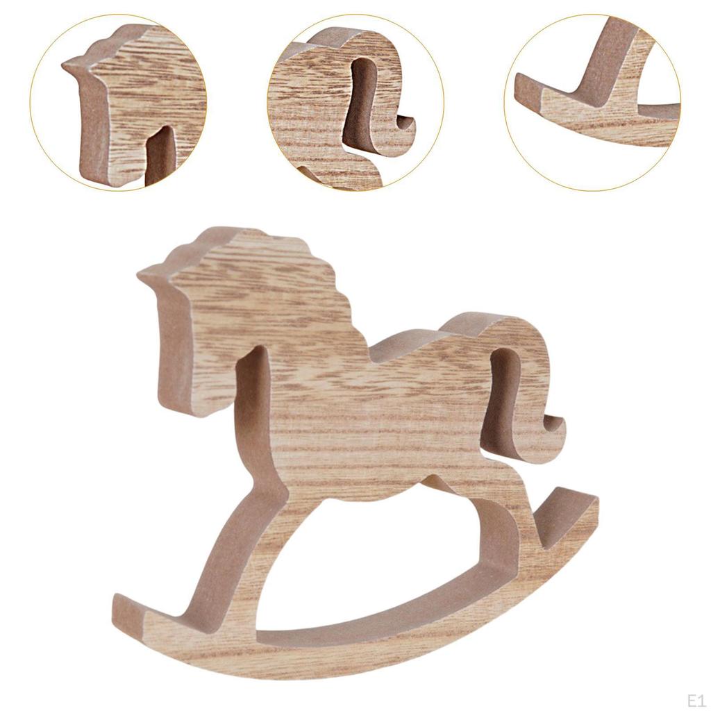 Wooden Rocking Horse Decor Figurine Creative Durability Artwork Ornament Table